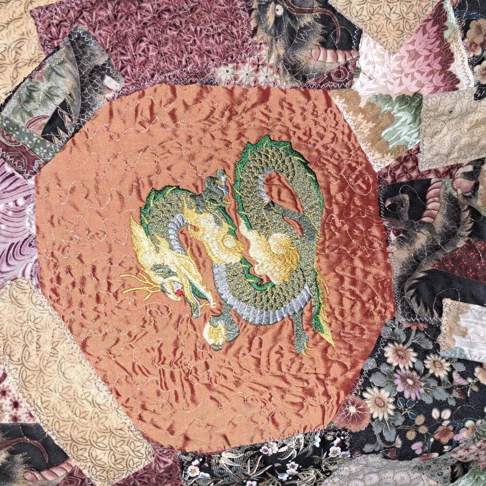 Patchwork Quilted Jacket With Embroidered Dragon … - image 5